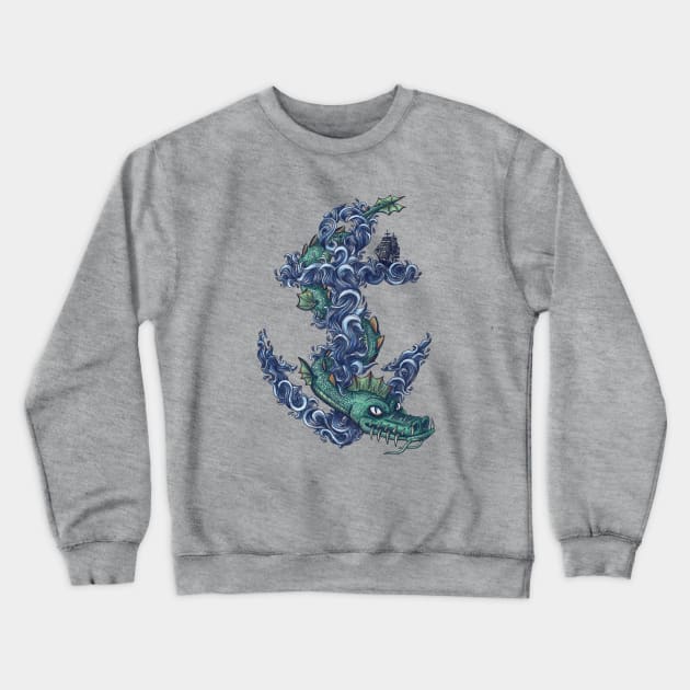 Sailing the High Sea Serpent Crewneck Sweatshirt by WanderingBert